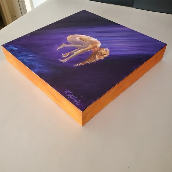 “Fall From Grace“ Original oil painting on Cradled Wood Panel 10" x 10" x 1.5" - Picture 6 of 6